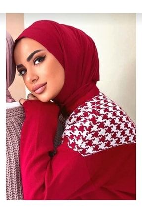 Kırmızı Çıt Çıtlı Hijab Eşarp Şal 0006