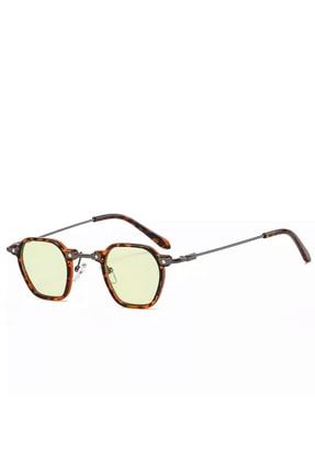 Şeffaf Yeşil Cam Retro Tarz Leopar Desenli Unisex Güneş Gözlüğü spk1014