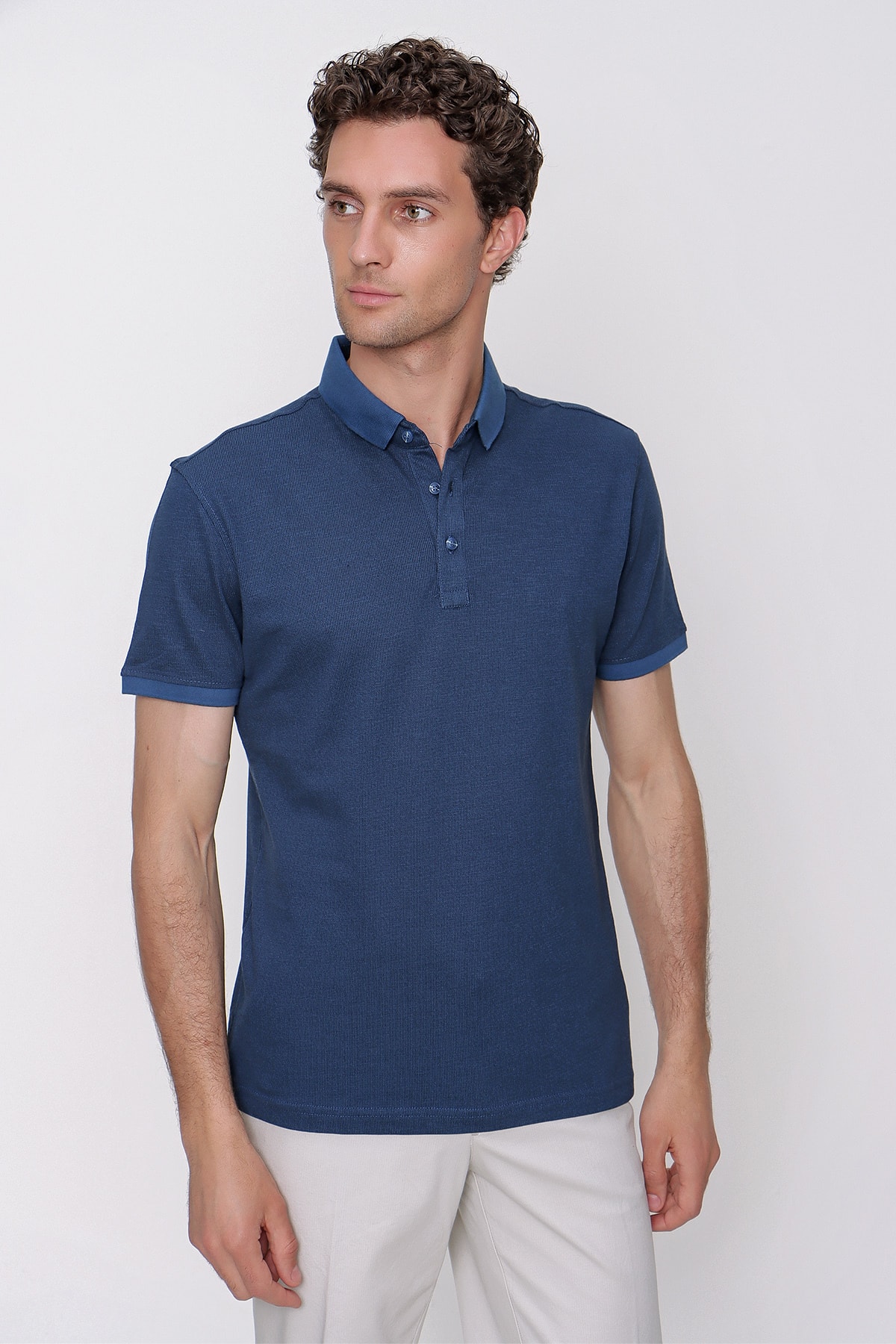 Morven Erkek Marine Polo Yaka Trend %100 Pamuk Dynamic Fit Rahat Kesim Kısa Kol Tişört