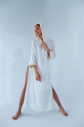 Freya Püsküllü Kimono Kırık Beyaz SS22-PÜS-K-B