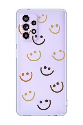 Samsung A52 Ile Uyumlu Smiley Tasarımlı Şeffaf Silikon Telefon Kılıfı SAM52LN-290
