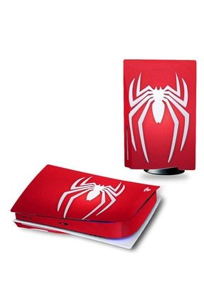 Spiderman Kırmızı Arkaplan Logo Playstation 5 Dijital Versiyon Sticker Kaplama Seti PS5ST8936