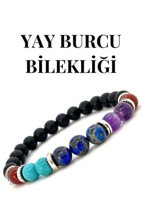 Doğaltaş Bileklik - Yay Burcu Bilekliği - Akik - Ametist - Turkuaz - Lapis Lazuli YAY-1001-01