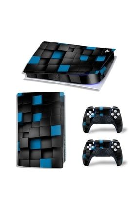 Mavi-siyah Küpler Playstation 5 Dijital Versiyon Sticker Kaplama Seti PS5ST8995