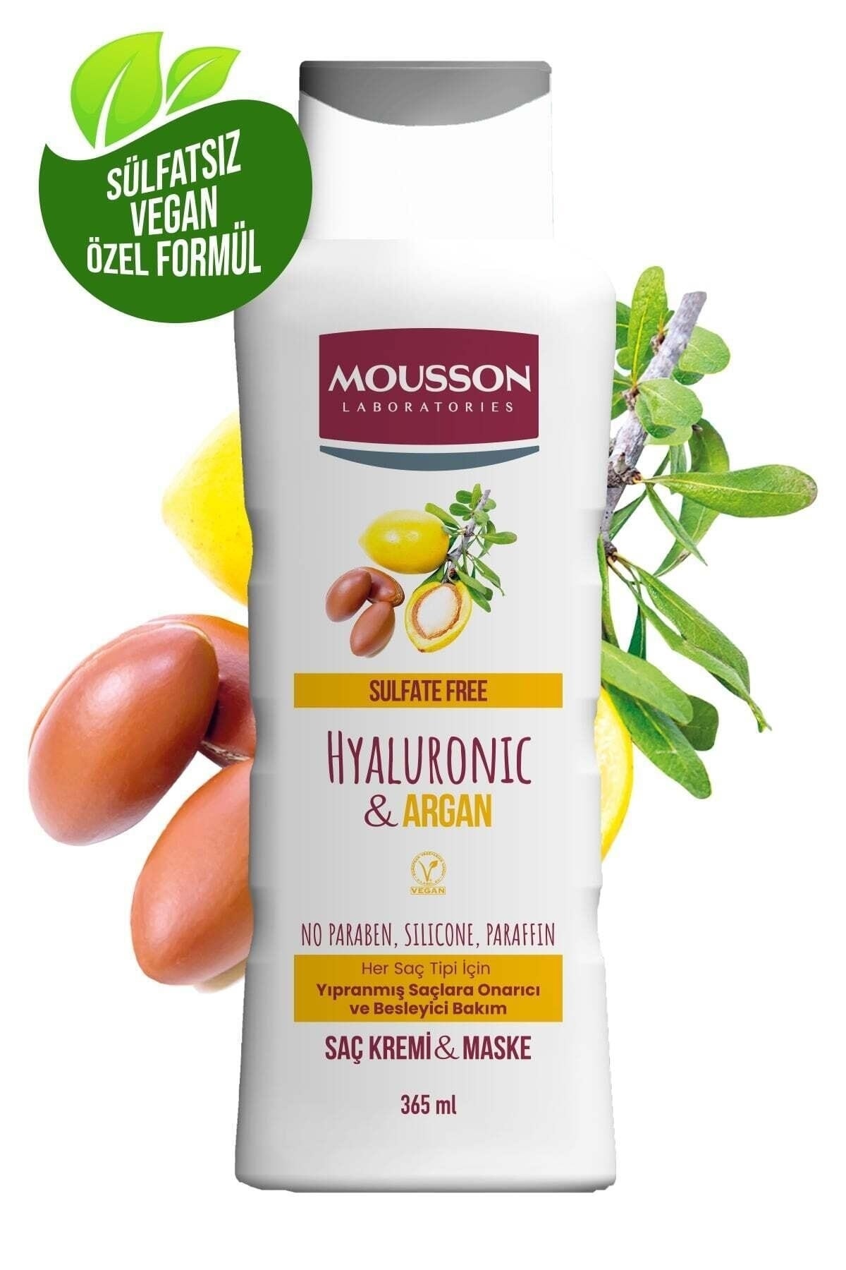 Mousson Hyaluronik Asit & Argan Içeren Onarıcı Ve Besleyici Saç Bakım Krem Ve Maskesi 365 ml