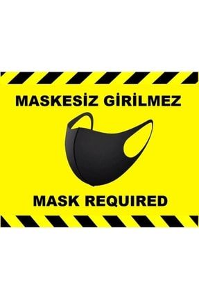 Sosyal Mesafe Maske Uyarı 15x20 Cm Sarı Türkçe-ingilizce Etiket Sticker C4-15 100.01.0217
