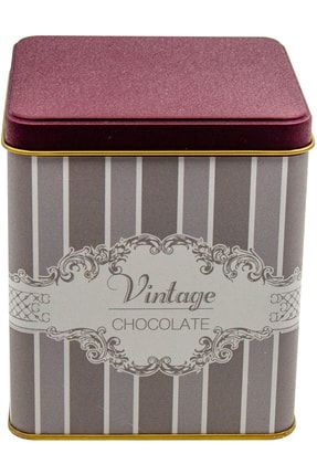Er024-4j Elegance Chocolate Desenli Kare Metal Saklama Kabı 12x12 Cm ER024