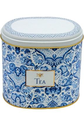 Er004-y2 Azulejos Tea Desenli Oval Metal Saklama Kabı 11x15 Cm ER004