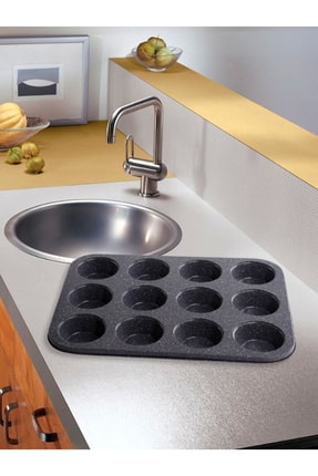 Aless Siyah Renkli Granit 12'li Muffin Kalıbı