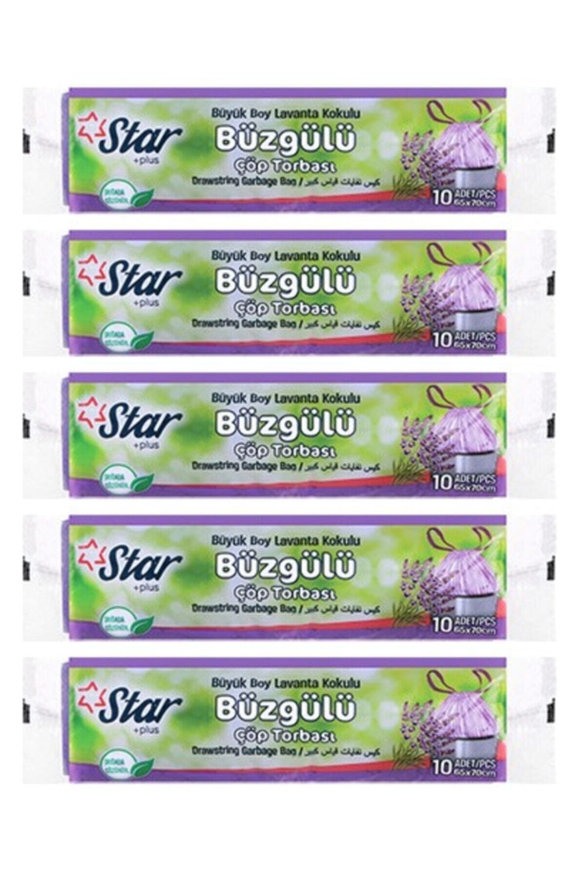 Star Plus Büzgülü Büyük Boy Çöp Torbası 5 Paket Lavanta Kokulu 65x70 cm