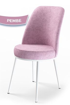 Dexa Serisi, Üst Kalite Mutfak Sandalyesi, Pembe Sandalye, Metal Beyaz Iskeletli DEXA01BYZ