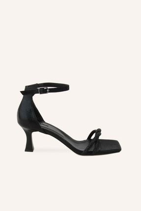 Siyah Örgü Mini Topuklu Ayakkabı 35001 2545