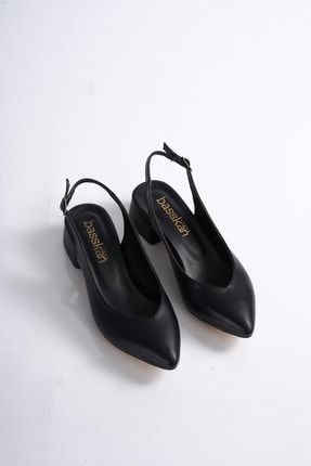 Siyah Sivri Burun Alçak Topuk Ayakkabı EA11