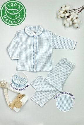 Puantiye Desenli Bebek Patiksiz Pijama Takımı - Mavi MNL02902