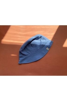 Mavi Organik Müslin Bucket Şapka MYB0047