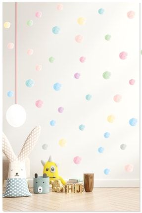 Soft Renkli Suluboya 3 Ve 5 Cm 100 Adet Puantiye Seti Dekoratif Çocuk Odası Duvar Sticker Duvar Süsü arcodu000000140