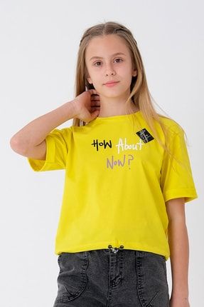 Kız Çocuk Sarı Beli Ayarlanabilir Baskılı T-shirt T2103 MRL000125
