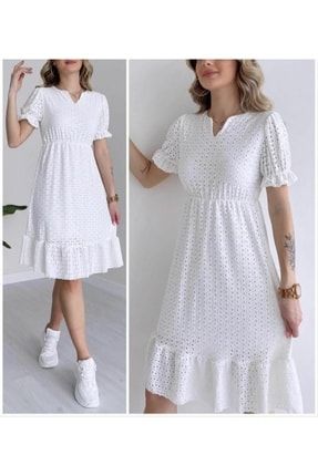 Kadın Beyaz, Iç Astarlı Fisto Elbise RM-30480