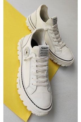 Beyaz - Erkek Spor Bağcık Detay Sneaker OF22Y493