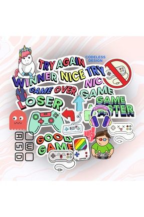 Gamer Temalı Laptop Notebook Sticker 21 Adet stickercd