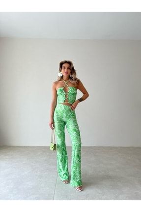 Batik Desen Bluz Pantolon Ikili Takım - Yeşil T3686