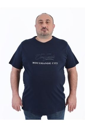 Büyük Beden Erkek T-shirt Bis Yaka Cıty Lacivert 22101 22101-2