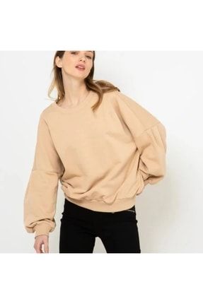 Krem Renkli Pamuklu Sweatshirt - Gardrobun SJ00825