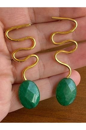Yeşim Taşlı Yeşil Küpe/jade Green Earring ZJE0288