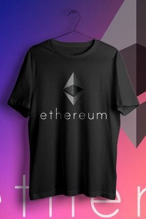 Ethereum Cryptocurrency Logo Siyah Unisex Baskılı Tişört NETSTYLE000003