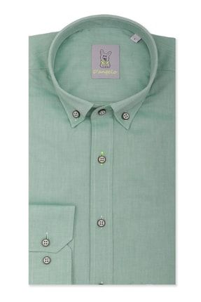 %100 Pamuk Mint Yeşil Oxford Kumaştan Slim Fit Erkek Gömlek Marıo DO2003056003mario