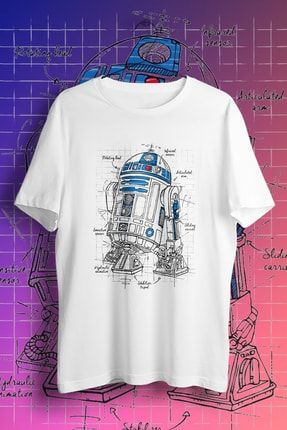 Star Wars R2d2 Droid Beyaz Unisex Baskılı Tişört NETSTYLE000018