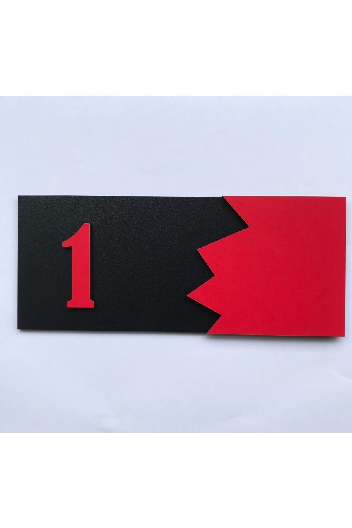 Dekoratif Ahşap Kapı Numarası Siyah Kırmızı
