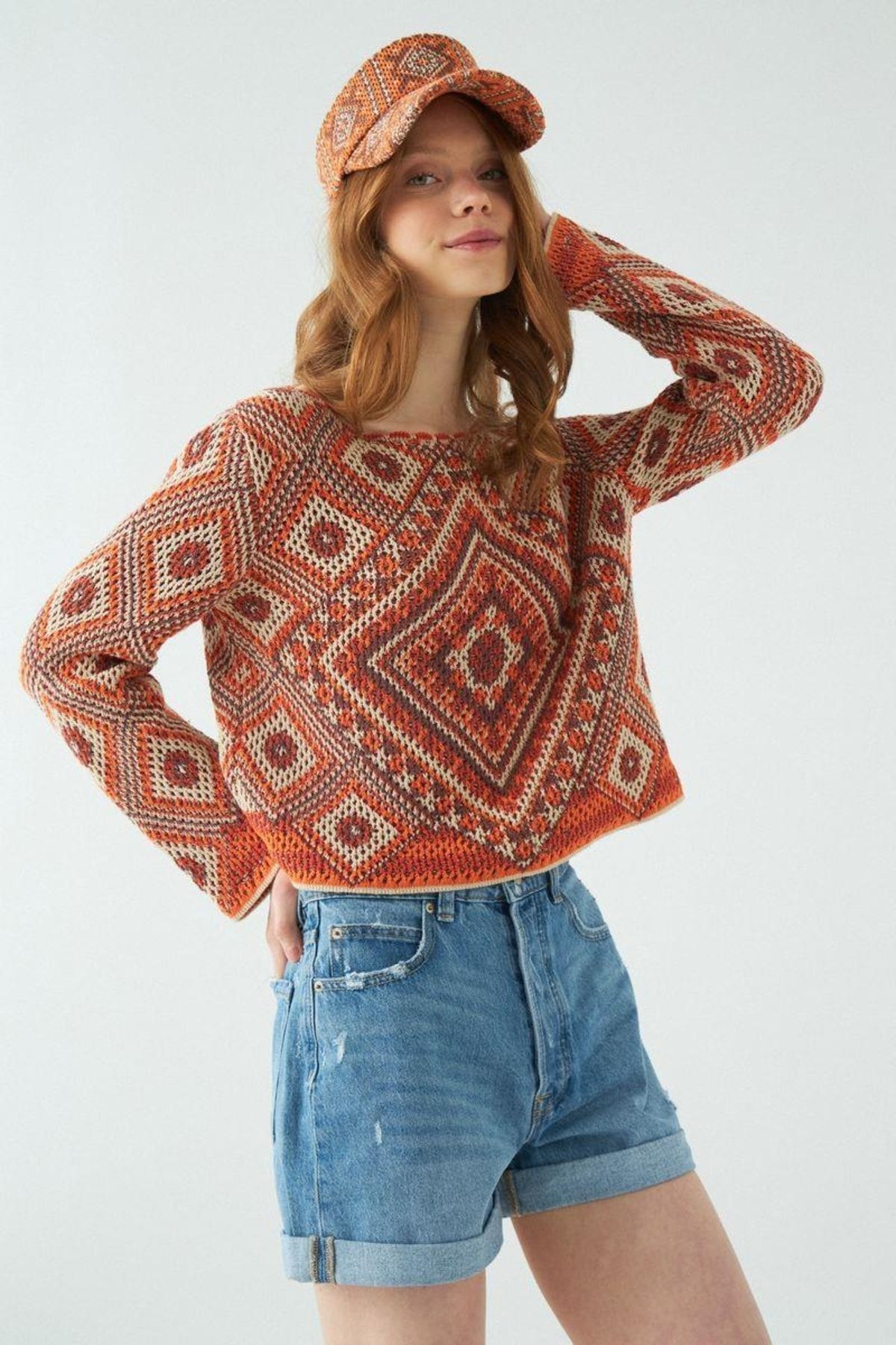 JU Pullover Orange Regular Fit