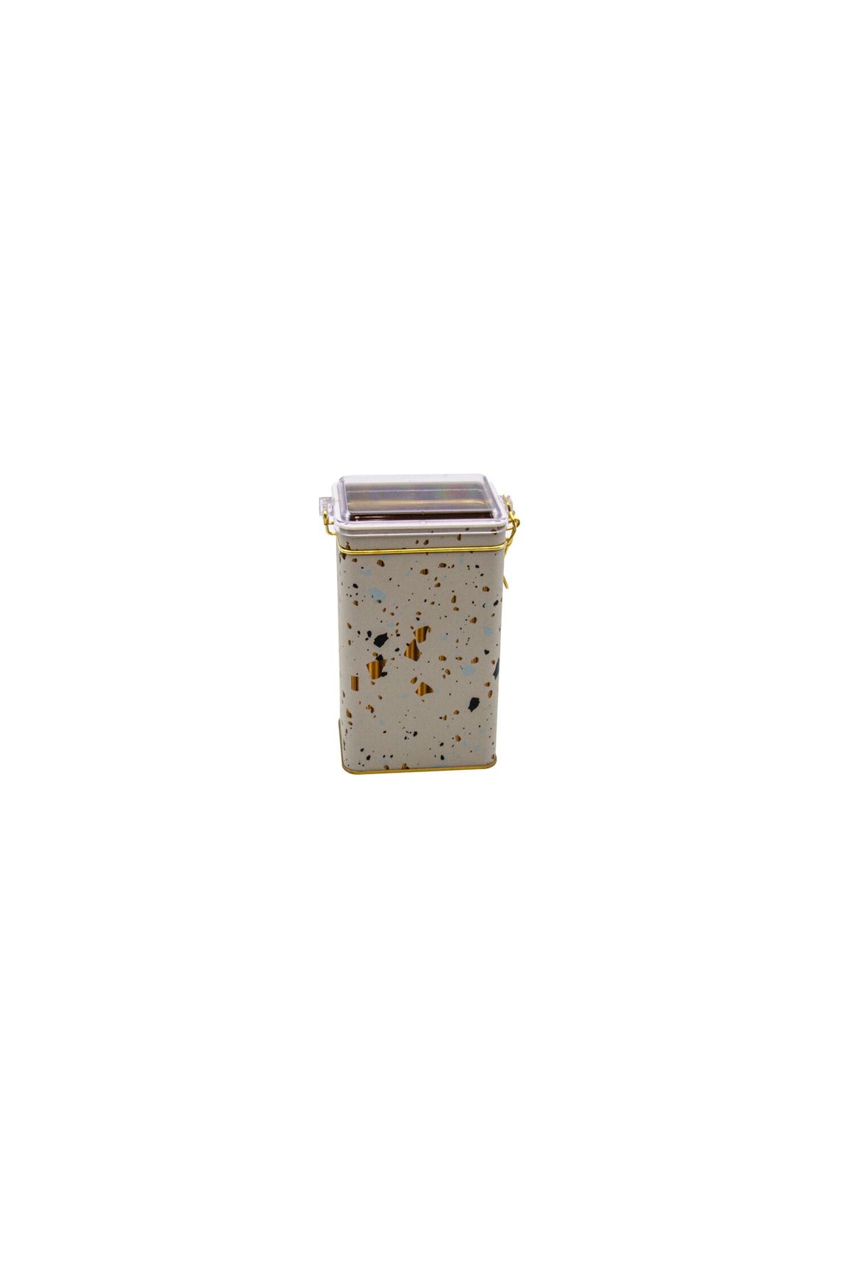EVLE-Er048-9g Terrazzo Cream Patterned Rectangular Metal Storage Container 8x10 Cm 2