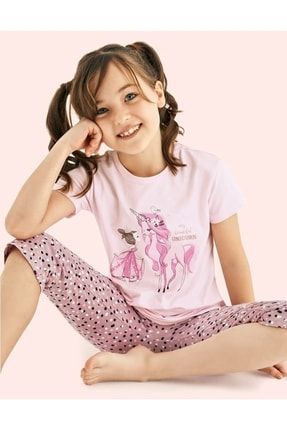 Kelebek Baskılı Kız Çocuk Yazlık Pijama Takımı 10121