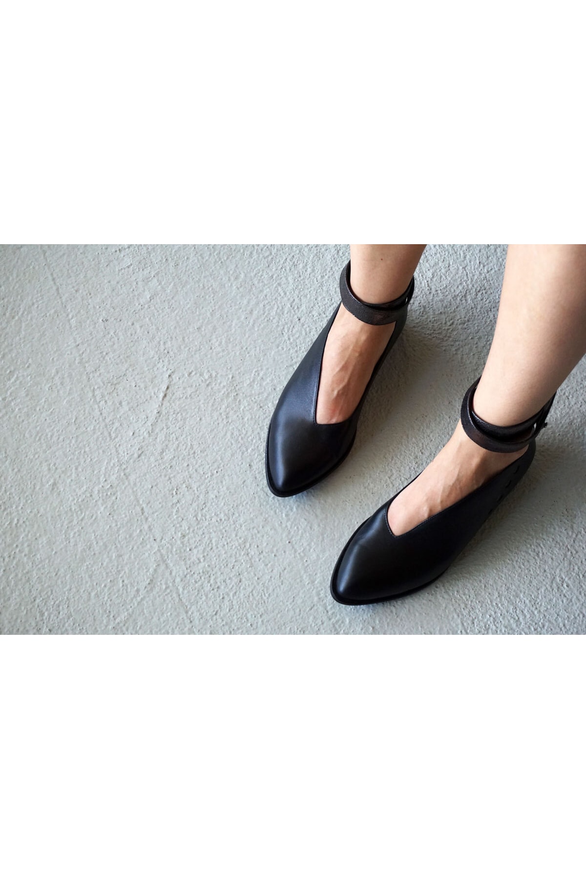 Keyman Design Gilda Deri Özel Tasarım Kadın Babet Ayakkabı - Renk Siyah