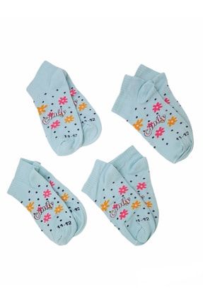 Kız Çocuk 4 Çift Desenli Kısa Yazlık Patik Çorap 11-12 Yaş Bt-0531 2022BAS0000156