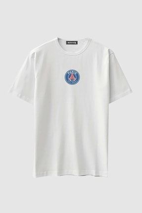 Erkek Beyaz Paris Baskılı Oversize Tişört CSLST-PRSTS01