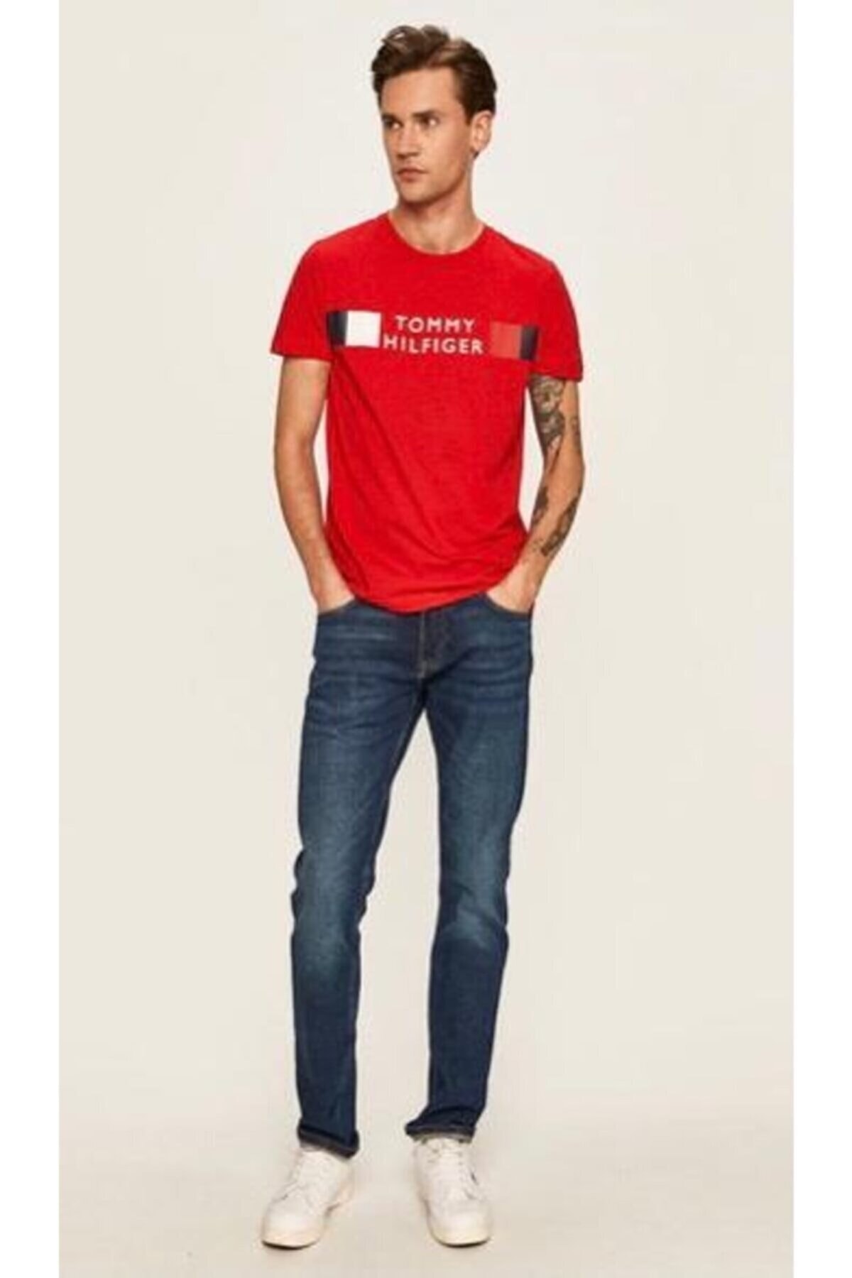 تیشرت Tommy Hilfiger تامی هیلفیگر مردانه Camiseta Stripes Masculina اورجینال - تصویر 4