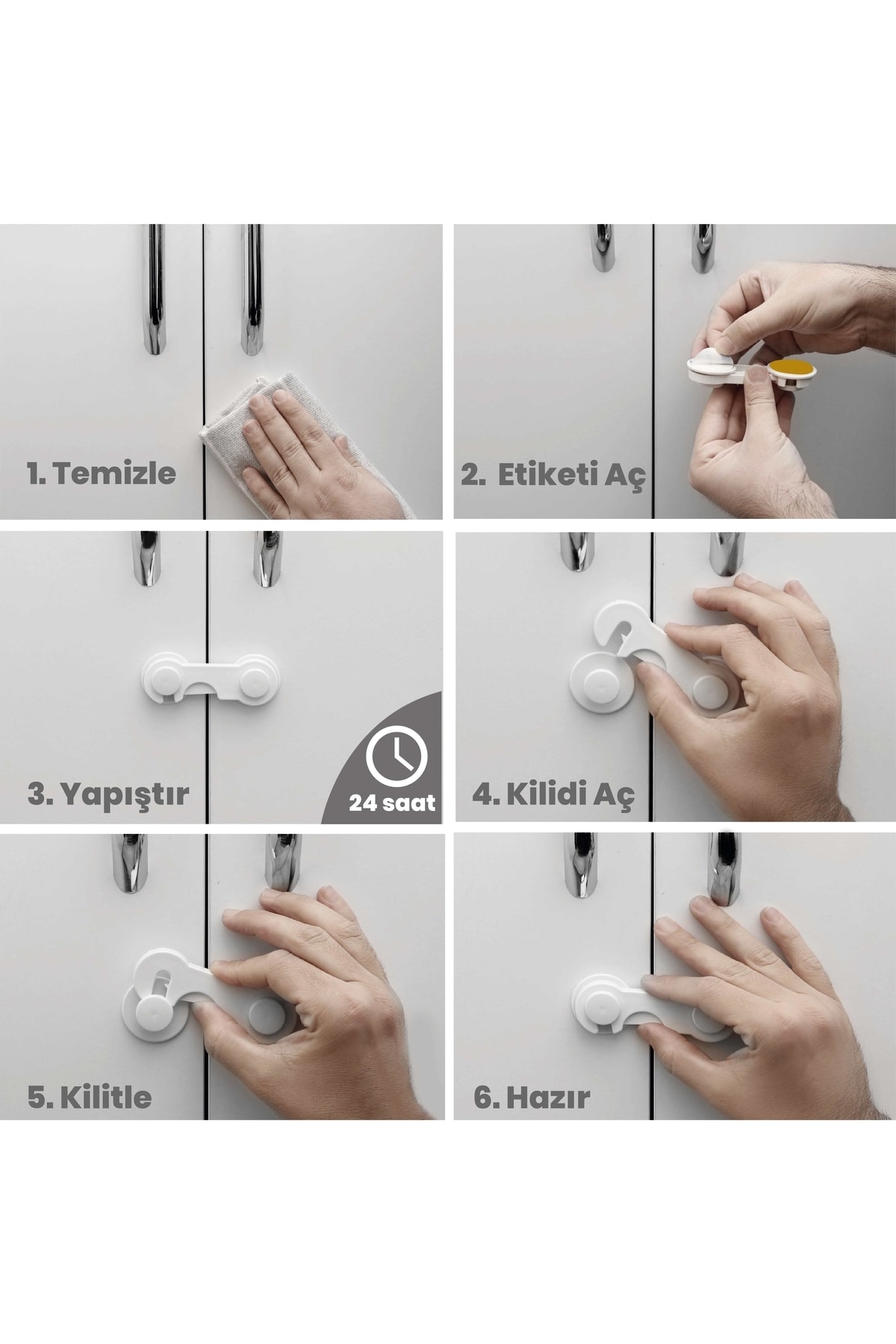 İdeal Baby 10 Adet Kapak Kilidi Çocuk Çekmece Dolap Kilidi Güvenlik Kilidi Mutfak Ofis Salon Oda Kilidi fotoğrafı 5 (önizleme)