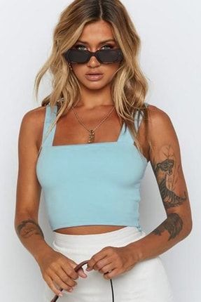 Bebe Mavisi Kalın Askılı Basic Crop Top Mg1487 MG1487