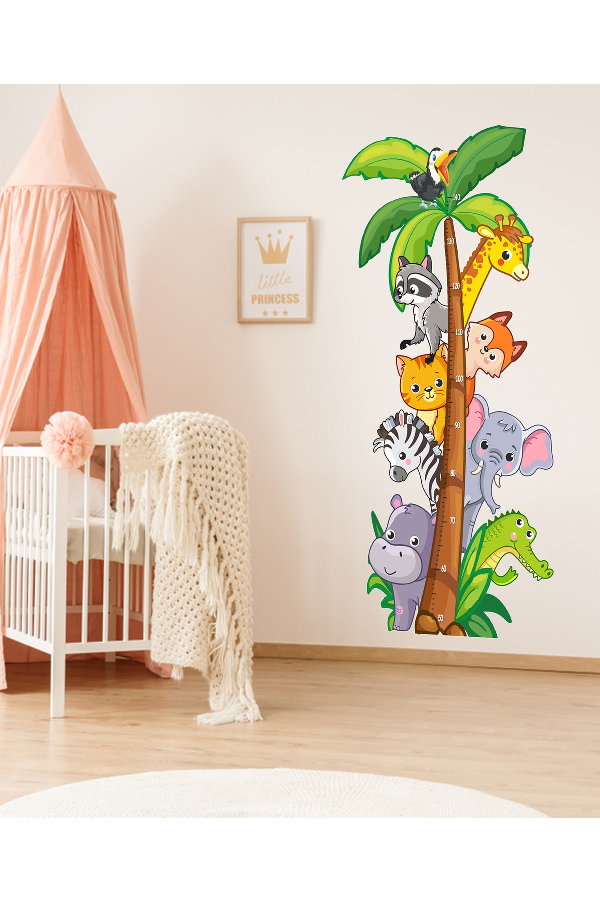 Sticker Sepetim Sevimli Safari Hayvanlar Temalı Boy Ölçer Çocuk Odası Çok Amaçlı Dolap Duvar Sticker Seti fotoğrafı 2 (önizleme)