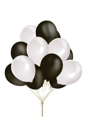 10'lu Metalik Beyaz-siyah Balon Seti SET00018