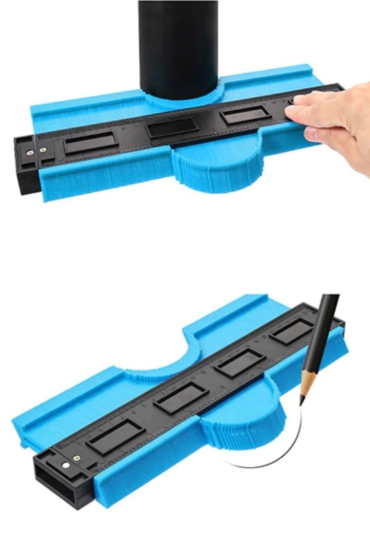 epazzar Şablon Şekil Tarağı Kontur Ölçüm Cetveli Büyük Boy Ahşap Fayans Şekillendirme Kalıbı 25 Cm