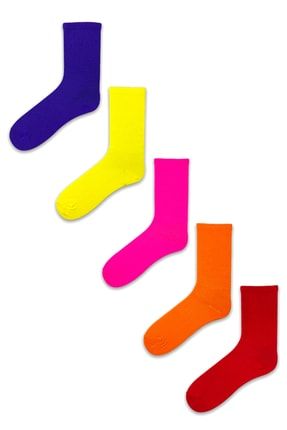 Erkek Çorap Soket Uzun Corap Kadın Havlu Renkli Desenli Çoraplar 5 Adet SS-392