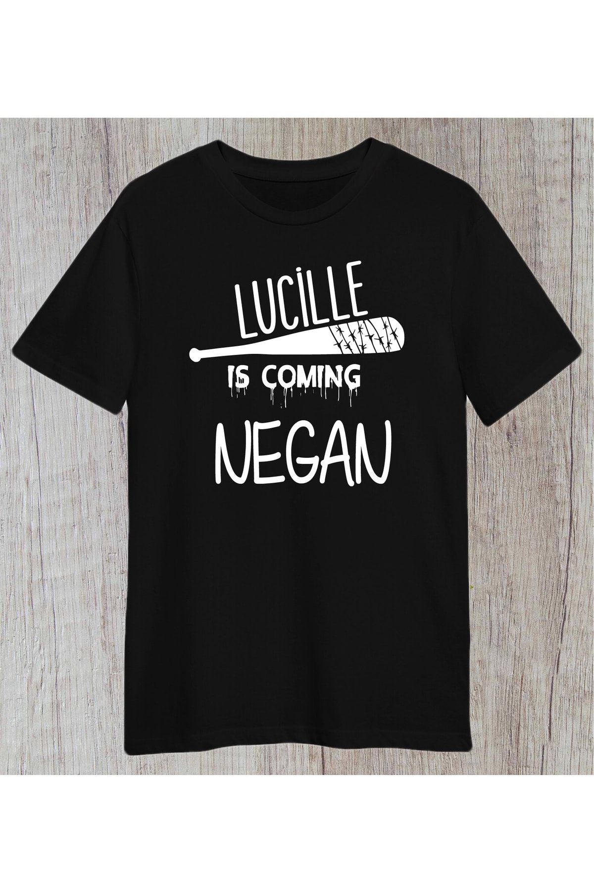 BlackUS Tricou Negru Obișnuit Negan Lucille Pentru Bărbați Masculin - M