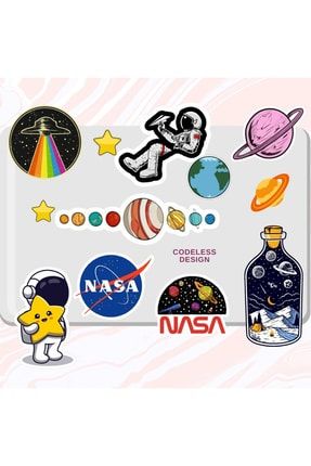 Uzay Temalı Laptop Notebook Sticker 12 Adet stickercd