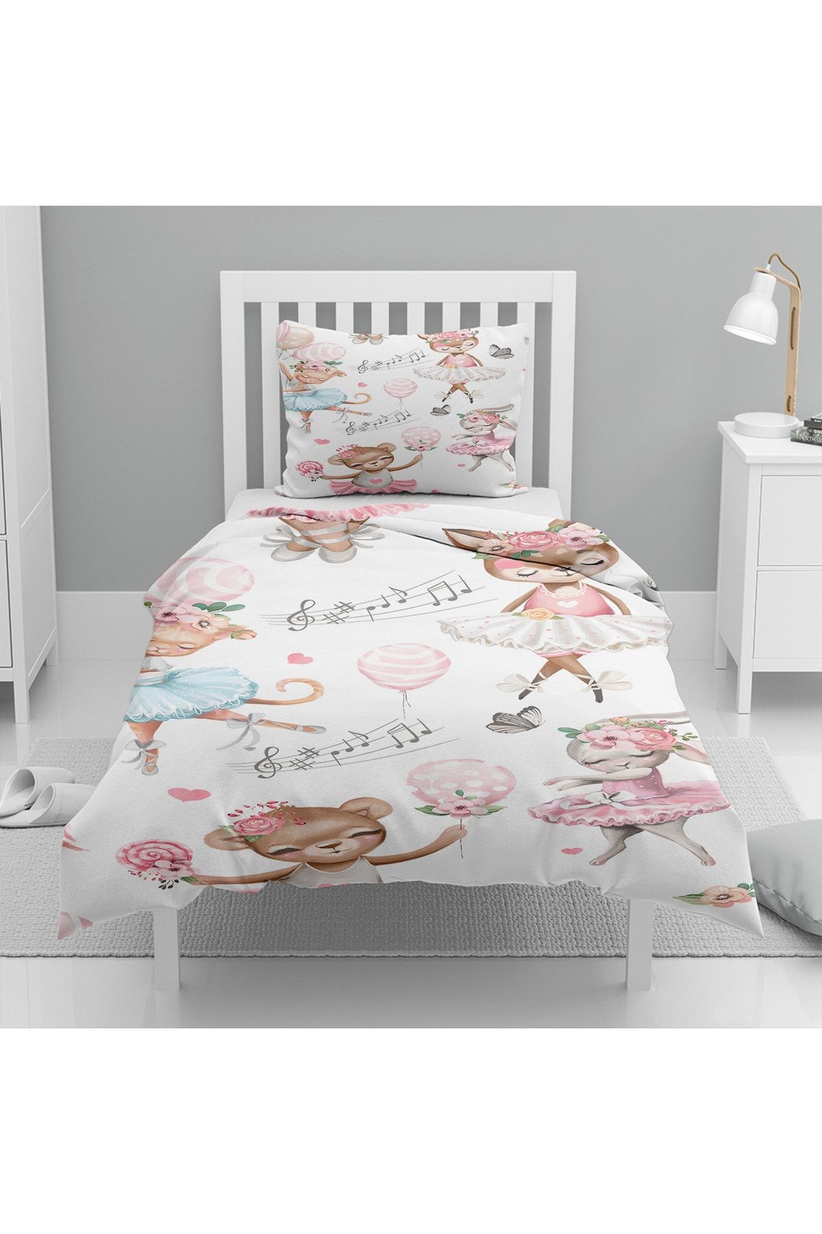 Else Dekor Pink Blue Cute Ballerina Animals Patterned Single