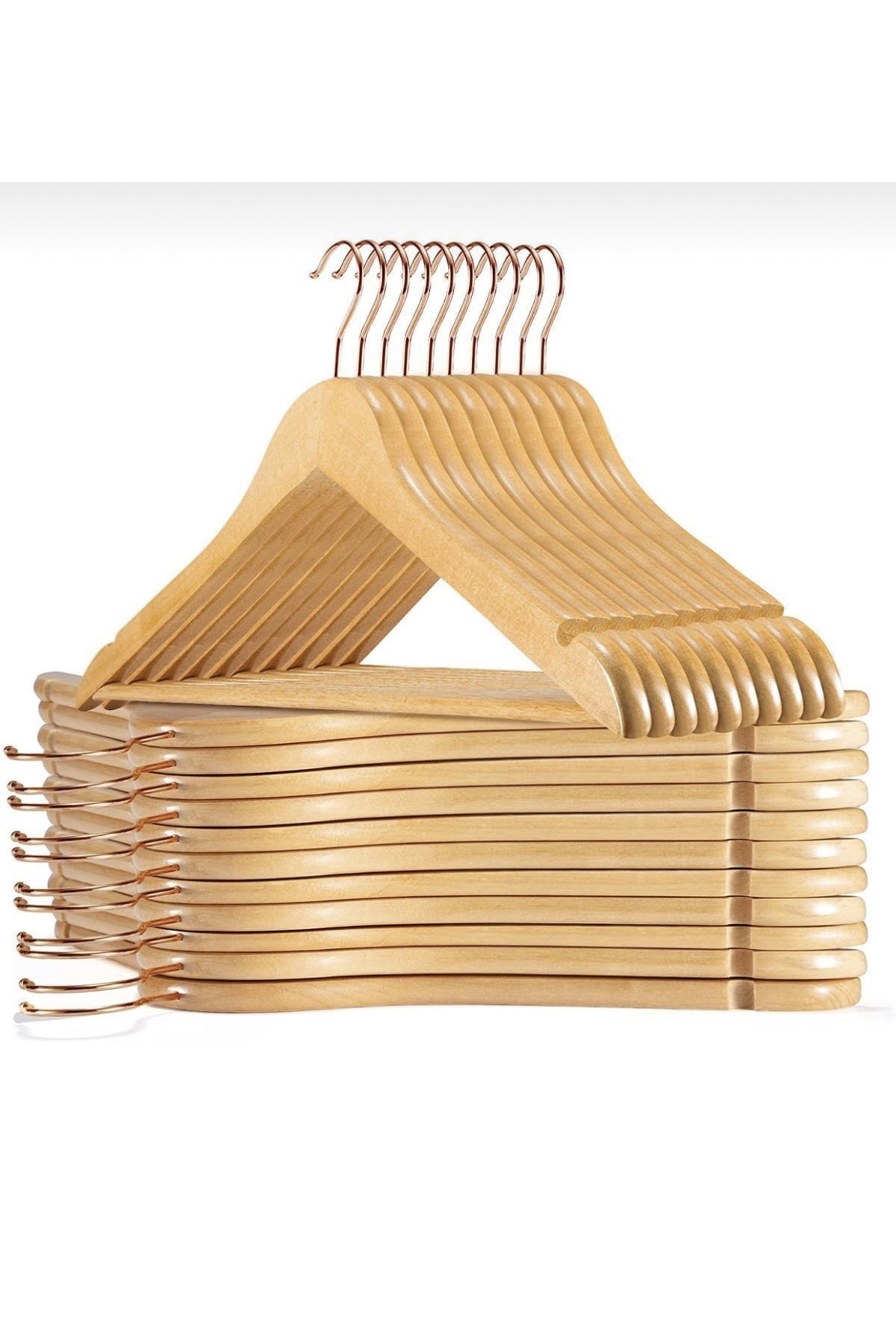 Wooden Hanger Clothing Dress Shirt and Trouser Hanger 24 Pieces Custom Luxury Hanger with Gold Hook