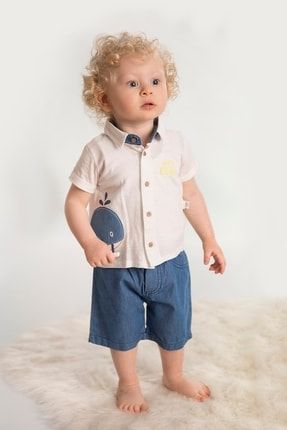 Gömleği Balık Desenli Pantolonlu Yazlık Erkek Bebek Takım 419010297